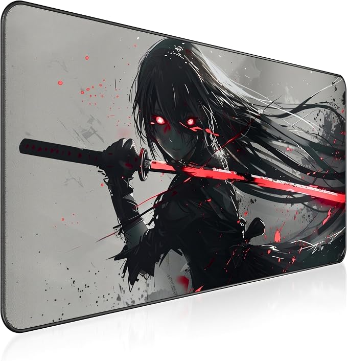 XXL Anime Gaming Mouse Pad 35.4 x 15.7 inch - Water-Resistant & Stitched Edges - Large XL Mousepad for Desk - Gamer Accessories Big Full Deskpad Mat Game Mousepads Deskmat