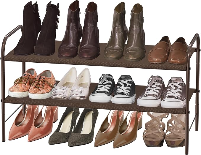 Simple Houseware 2-Tier Shoe Rack Storage Organizer, Bronze