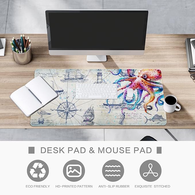 Lokigo Gray Desk Mat for Desktop Cool Gaming Mouse Pad, Computer Mat for Keyboard and Mouse, Office Desk Mat, Waterproof Non-Slip Gaming Mouse Pad for Men Boys, 31.5"x11.8"