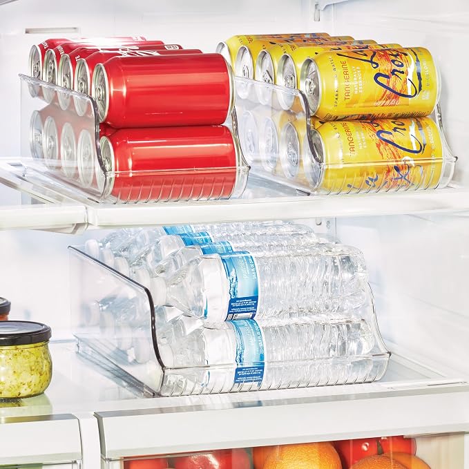 iDesign Water Bottle Organizer | For Fridge or Pantry, Clear, Made in USA