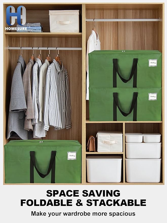 HOMESURE Supports 200lbs Heavy Duty Moving Bags - Strong Zipper & Wrap-Around Handles - Water-Resistant Storage Totes, Durable Alternative to Moving Boxes- 40 Pack -Multi-Color System for Easy Sorting