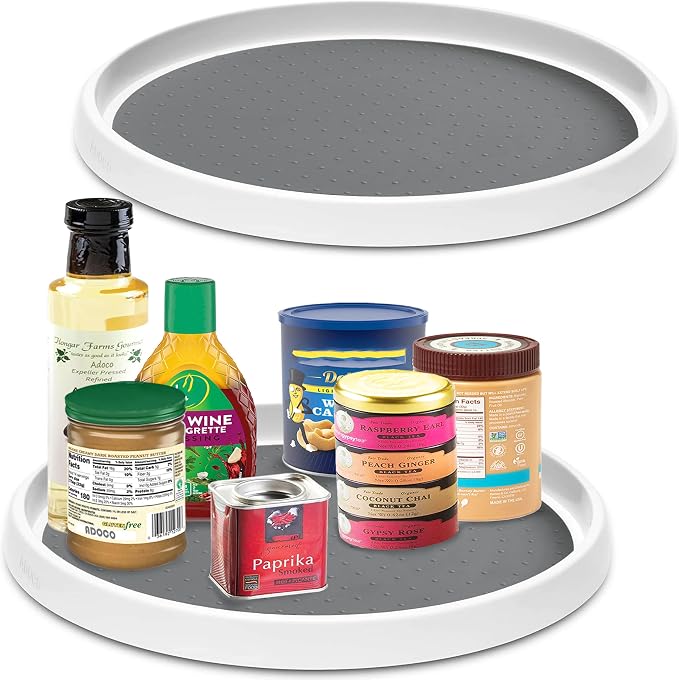Set of 2, 12 Inch Non-Skid Lazy Susan Organizer, Pantry Lazy Susan Turntable for Cabinet, Kitchen Cabinet Organizer, Pantry Organization and Storage -Size- 12"x1.5"