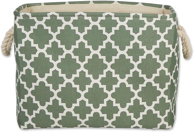 DII Polyester Container with Handles, Lattice Storage Bin, Medium, Artichoke
