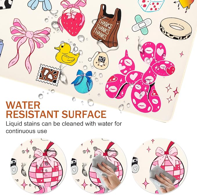 L-SPOUTTO Cute Desk Mat for Keyboard and Mouse,Girly XXL Large Mouse Pad | Non-Slip Keyboard Pad Waterproof Desktop Mat for Laptop Computer Work Game Home Office-Cartoon