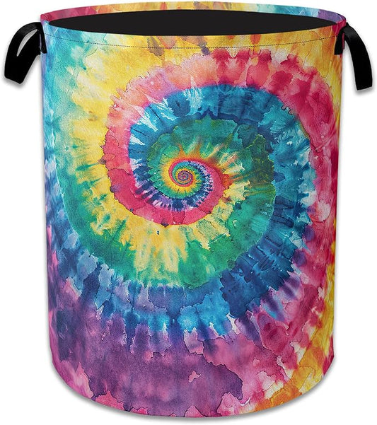 Tie Dye Laundry Basket Collapsible Laundry Hamper Clothes Storage Bin for Bathroom Bedroom Room Decor 16" X 20.8"