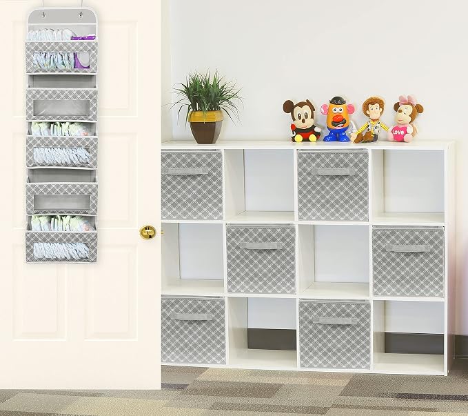 Simple Houseware 11-Inch Foldable Cube Storage Organizer Bin, Geometric Grey, 6 Pack