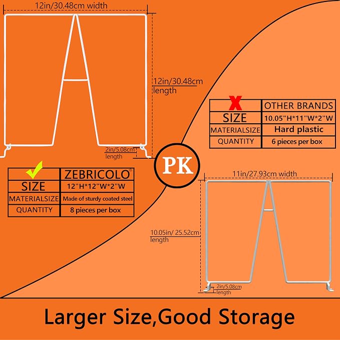 shelf dividers, create 40% more closet space, 10 Pack,12 inch wire shelf dividers, closet organizers and storage, supremely sturdy, closet shelf organizer, Will not break，closet dividers, White