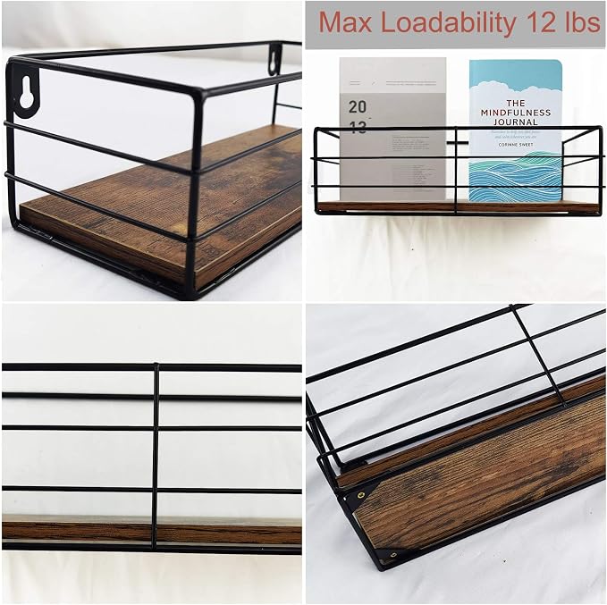 CRUGLA Floating Shelves Wall Mounted Set of 3, Hanging Storage Wall Shelf for Bathroom, Living Room, Bedroom, Kitchen Home