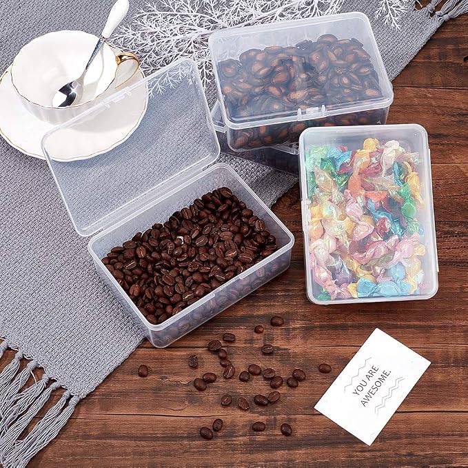 BENECREAT 6 Pack 5.6x4.2x1.8 Clear Plastic Box Containers with Lids for Beads, Safety Pins and Other Craft Jewelry Watch Findings