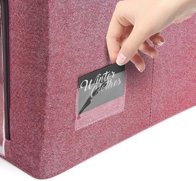 Sorbus Jumbo Storage Bins with Metal Frame - Oxford Fabric Storage Containers with Large Clear Window & Carry Handles - Stackable & Foldable Clothes Organizer Bags for Bedding Linen, Clothing & More
