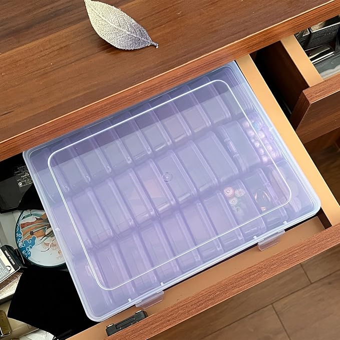 Purple Plastic Box-Bead Organizer Box-30Pcs Plastic Bead Storage Containers Craft Storage Box with Hinged Lid, 1sheet Labels, Mini Box for Jewelry Making, Diamond Art, Small Parts,Fishing toolbox