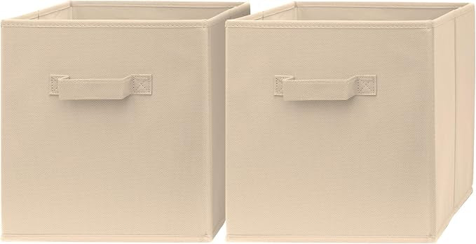 11x11 Cube Storage Bins - 2 Pack - 11 Inch Cube Storage Bin for Bedroom, Living Room, Clothes and Toys; 2 Handles, Foldable Cubby Organizer Bin