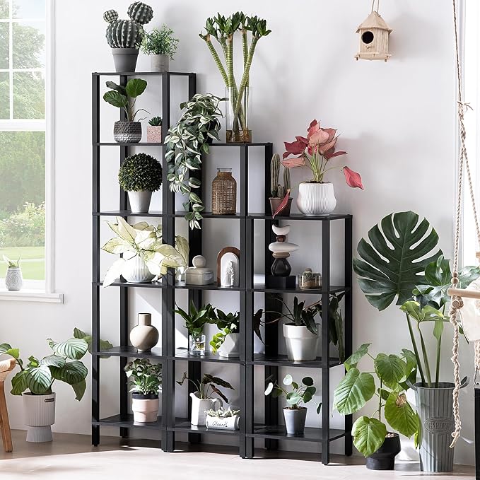 YUFAM 4 Tier Tall Wooden Bookshelf with Storage - Small Bookcase for Small Spaces, Shelf for Living Room, Office, Bedroom, Kitchen - Industrial Modern Black Book Shelf