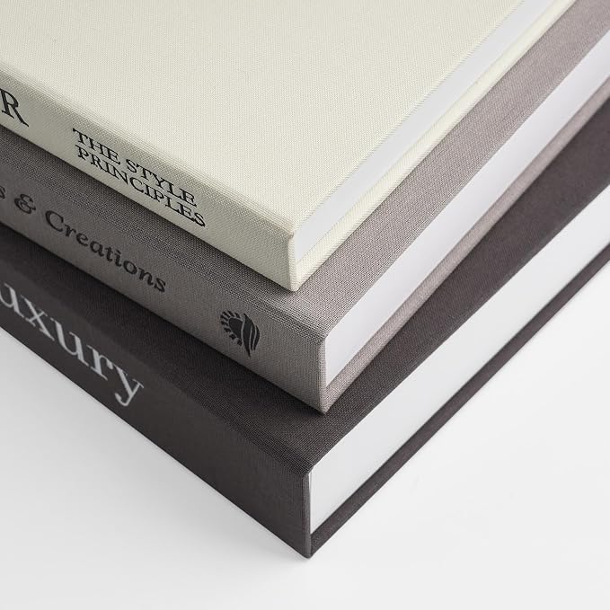 1DOT2 Decorative Books Set of 3, Black-Gray-Beige-Luxury | Coffee Table Home Decor, Living Room Decoration, Photo Storage, Keepsake Box