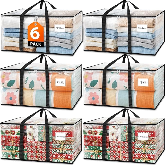 Fab totes Moving Bags Extra Heavy Duty Oversized Clear Storage Bags with Reinforced Handle and Double Zippers,Moving Supplies Totes for Storage Packing Dorm Room Essentials Alternative to Moving Boxes