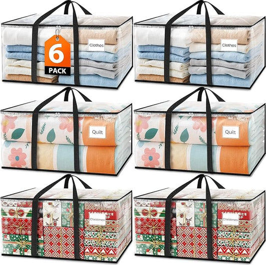 Fab totes Moving Bags Extra Heavy Duty Oversized Clear Storage Bags with Reinforced Handle and Double Zippers,Moving Supplies Totes for Storage Packing Dorm Room Essentials Alternative to Moving Boxes
