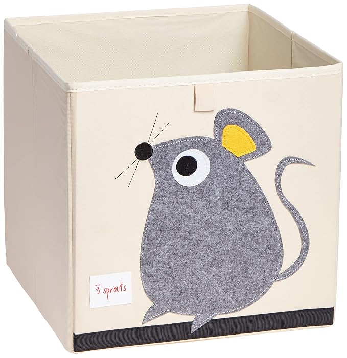 3 Sprouts Toy Storage Organizer: Toy Box Cube Organizer for Playroom, Nursery - Foldable Storage Bin - Mouse