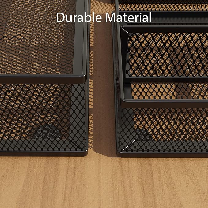 Desk Drawer Organizer Set, 3 Pcs Metal Mesh Office Drawer Organizers, Paper Organizer Letter Tray for Desk, Junk Drawer Organizer for Office, Kitchen, Makeup, Vanity