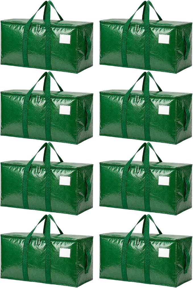 Songrey Heavy Duty Moving Bags, 8 Pack Large Storage Bags with Zipper & Handles, Waterproof Totes Bags for Clothes Packing, Moving, College Supplies, Home Organization