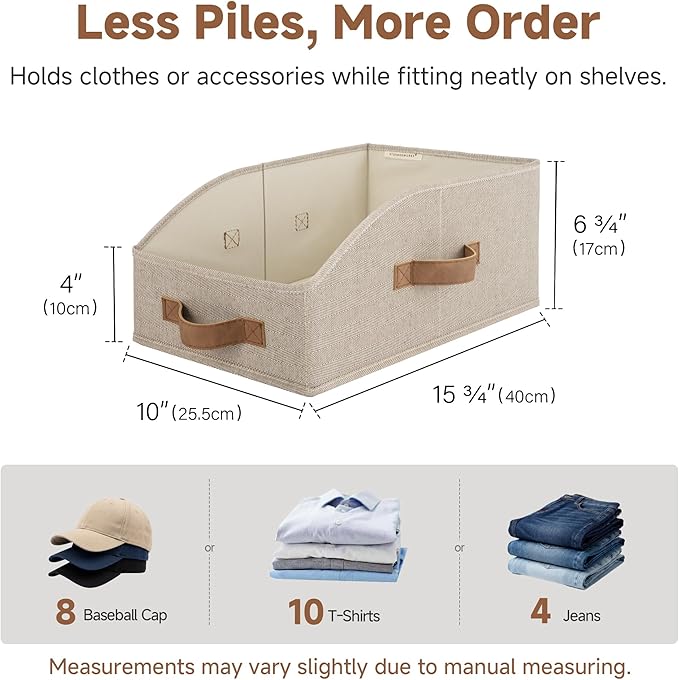 StorageWorks Closet Baskets for Organizing, Trapezoid Storage Bins, Linen Closet Organizers and Storage, Clothes Storage Baskets, Medium, Brown and Beige, 3-Pack