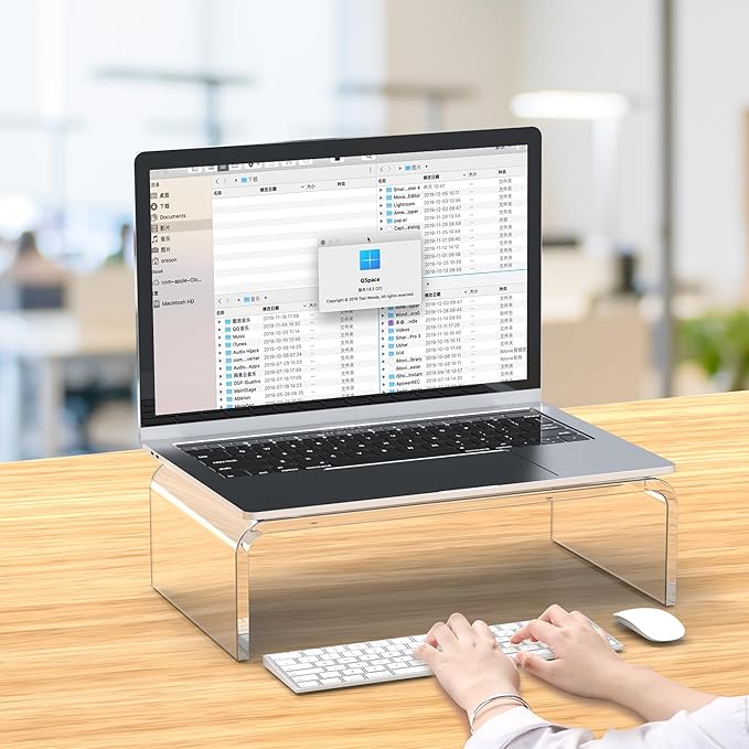 Acrylic Monitor Stand Riser L12.5''xW7.5''xH4'' Acrylic Laptop Stand Riser Clear Computer & Laptop Stand for Desk, Compatible with All Notebooks and Monitor, Decoration for Office & Home