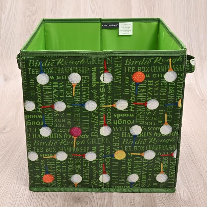 CAIT CHAPMAN HOME COLLECTION Passion for Sports Storage Bins (Golf balls, 11"x11"x11" Cube)