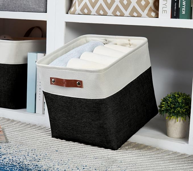 DECOMOMO Cube Storage Bin 11x11, Fabric Storage Bins, Kallax Storage Cubes (Black & White, 4 Pack)