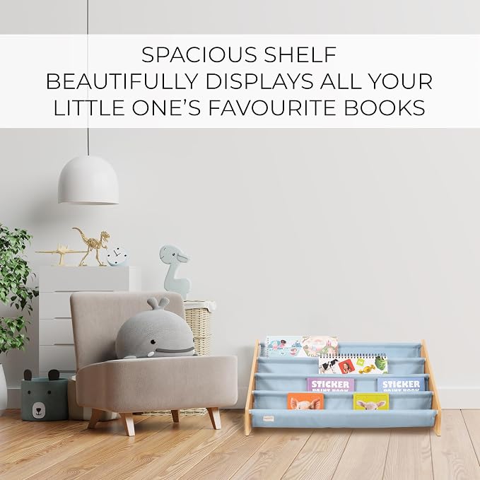 ZICOTO Decorative Wooden Bookshelf for Kids Rooms - Keeps Plenty of Books Neatly Organized & Within Reach for Toddlers - Easy Install Montessori Book Shelf for Baby's Bedroom or Playroom Decor