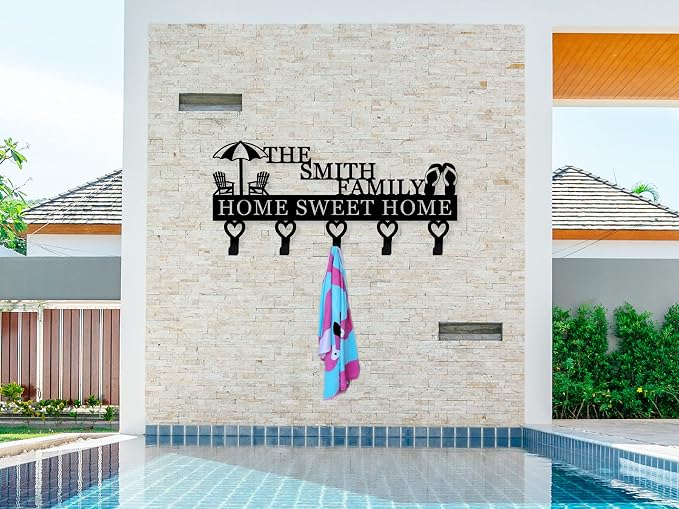Umbrella Summer Beach Key Holder for Wall, Key Holder with Family Name, Key Hanger Decor for Kitchen, Entryway, Hallway, Office, Doorway Housewarming Gifts New Home