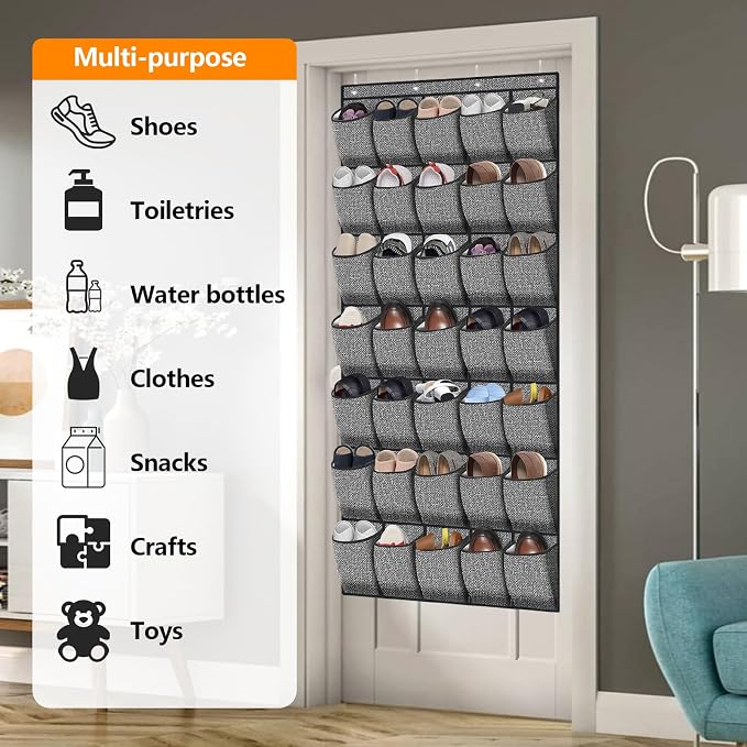 homyfort 35 Pockets Over the Door Shoe Organizer, Hanging Door Shoe Rack for Closet, Large Shoe Storage Holder Zapateras Organizer for Shoes (Black)