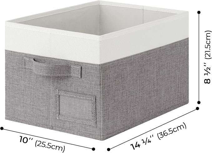 GRANNY SAYS Fabric Storage Bins, Closet Storage Bins for Clothes, Shelf Storage Baskets with Handles, Collapsible Storage Boxes, Decorative Storage Containers, Gray&White, Medium, 3-Pack