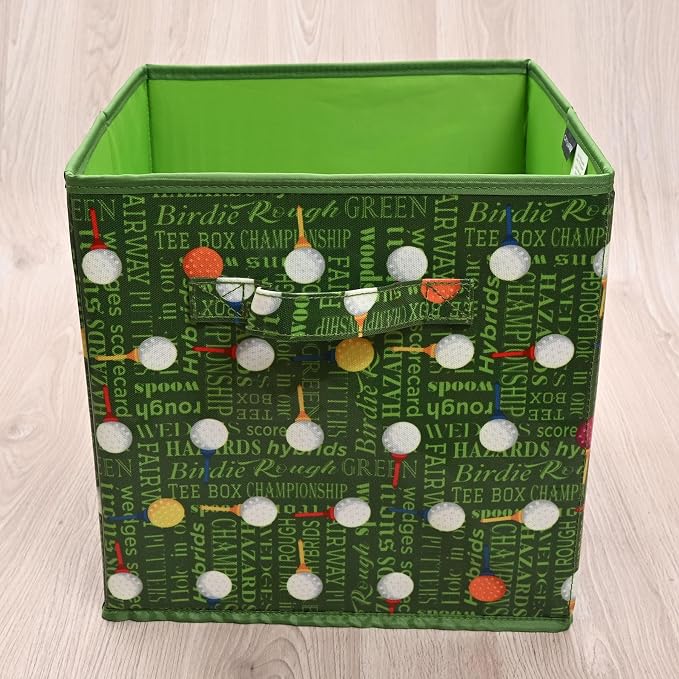 CAIT CHAPMAN HOME COLLECTION Passion for Sports Storage Bins (Golf balls, 11"x11"x11" Cube)