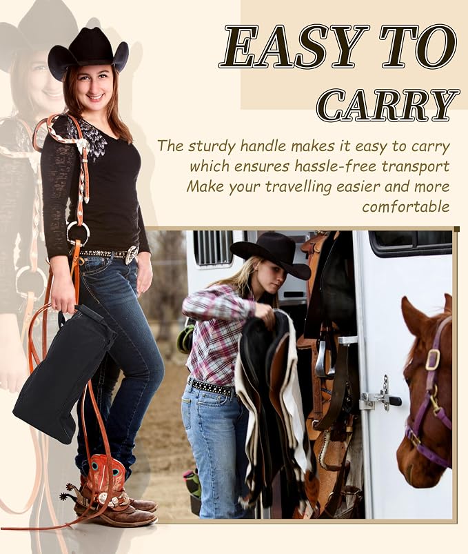 Oxford Cloth and Leather Boot Storage Bag - Portable Dust Proof With Handle Design for Cowboy and Snow Boots