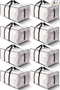 HOMESURE Supports 200lbs Heavy Duty Moving Bags - Strong Zipper & Wrap-Around Handles - Water-Resistant Storage Totes, Durable Alternative to Moving Boxes - 8 Pack - Semi-Transparent