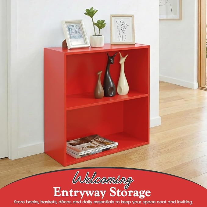 KB Designs - Tony 2-Tier Modern Bookcase with Open Storage Shelves for Kids’ Rooms, Playrooms, or Home Offices – Compact Colorful Bookshelf Organizer