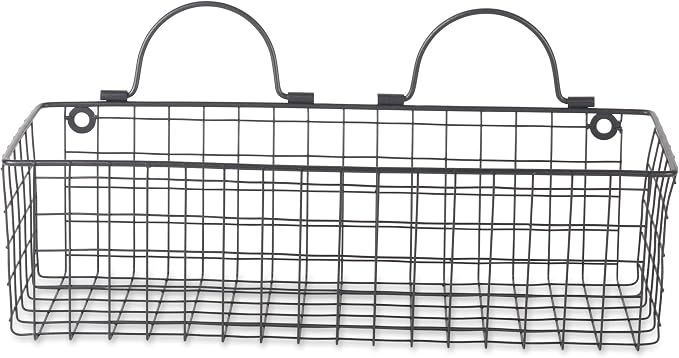 DII Farmhouse Vintage Décor, Wire Wall Basket, Assorted, Black, 2 Piece