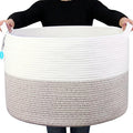 Casaphoria XXL Cotton Rope Basket - 21.7" x 21.7" x 13.8" Woven Laundry Hamper with Handle