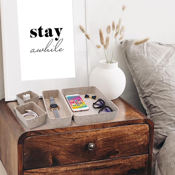Welaxy 8pc Nordic Minimalist Desk Organizer Tray Beige Oatmeal Storage