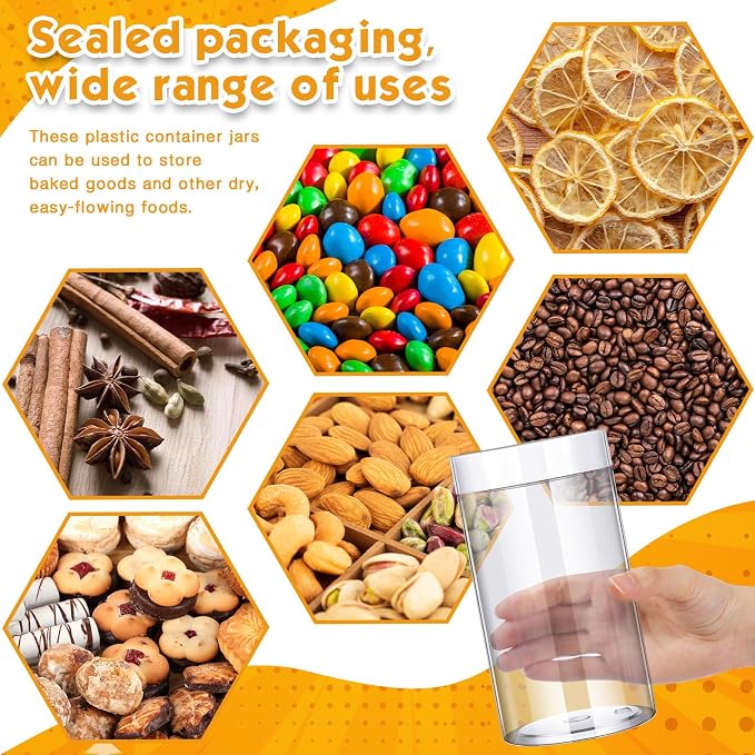 SATINIOR 12 Pack 32 oz Plastic Container Jars with Lids Round Clear Travel Cosmetic Container Slime Jars for Toiletries, Lotion, Cream, Ointments, Makeup, Rhinestone, Samples, Kitchen Storage(White)