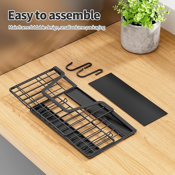 4-Pack Magnetic Fridge Shelf, Black Fruit Basket Potato Storage | Magnetic Shelf Refrigerator Organizer for Fruit & Veggie, Potato Onion Storage Bin; Multi-Use For Kitchen, Pantry & Laundry