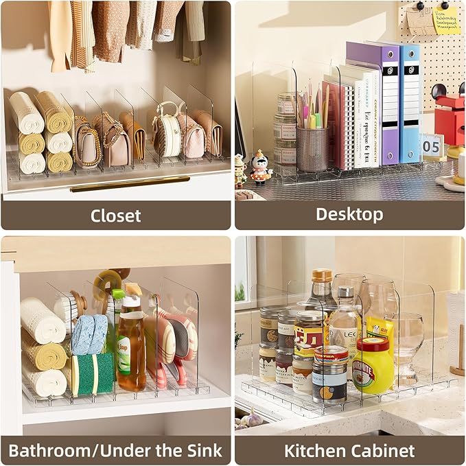 Bag & Purse Organizer for Closet Stackable Acrylic Shelf Dividers for Closet Organization, Clear Handbag Purse Storage Organizer Divider, Keep Clutch, Wallet, Pocketbook Upright, 2 Pack