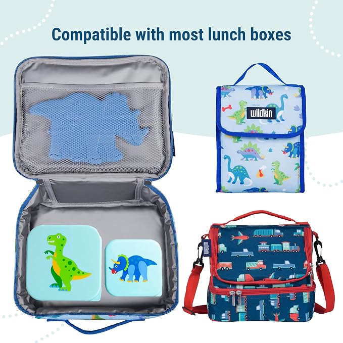 Wildkin Set of 3 Kids Nesting Food Containers for Boys – Stackable, Airtight & BPA-Free Snack Containers, Dishwasher Safe Lunch Box Containers for School & Travel, Ages 3–12 – Dinosaur Land