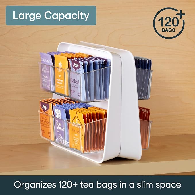 YouCopia TeaStand 120 Tea Bag Organizer, Cabinet to Counter Tea Bag Caddy