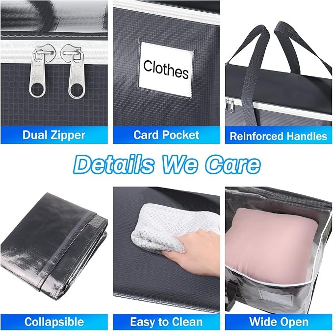 ElegantArray 2 Pack Moving Bags Heavy Duty, Moving Boxes, Storage Bags with Zipper & Handles & Tag for College & Dorm Moving Supplies Grey Laundry Hamper Bag, Foldable Space-saving Totes (93L, Grey)
