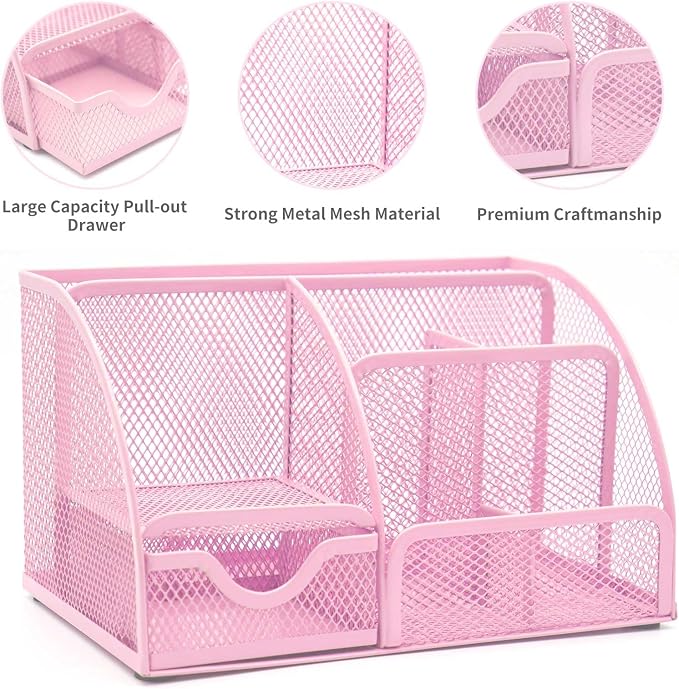 Pink Desk Organizers and Accessories,12Pcs Pink School Supplies for Girl | Office Supplies for Women Coworkers Students, Include Stapler, Pen Holder, Tape Holder, Scissors, Ruler, Staple Remover