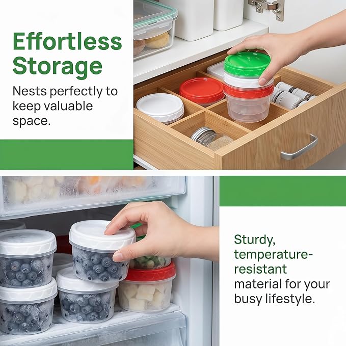 EONJOE 8oz Small Plastic Freezer Food Containers with Lids, 1 Cup, 6pcs | Airtight & BPA-free for fresh food. Dishwasher/freezer safe, perfect for daily meal prep, portion control,snacks on-the-go.