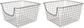 Spectrum Wire Scoop Basket Storage Bin Industrial Gray Nesting Metal Baskets Pack of 2 for Kitchen Pantry Closet Bathroom Garage Organization, Heavy Duty Wire Basket Organizer for Storage Decor