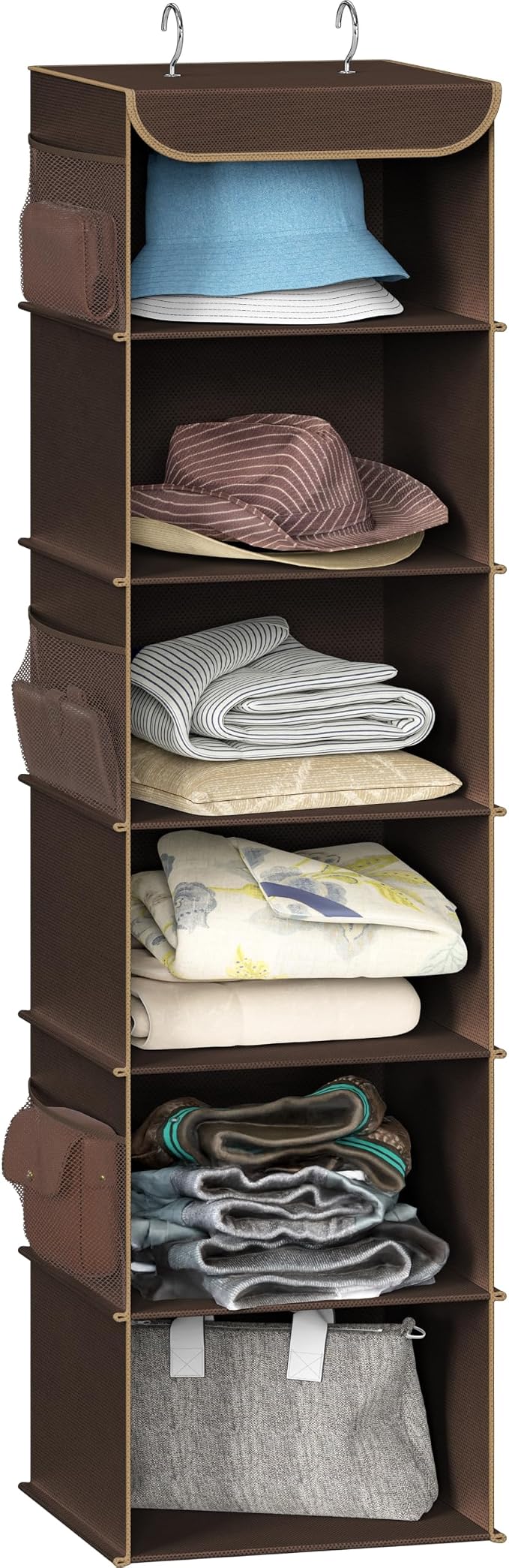 Simple Houseware 6 Shelf Hanging Closet Organizer, Brown
