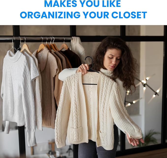 Simple Deluxe 30 Pack Plastic Hangers, Durable Clothes Hangers, Lightweight and Space-Saving Hangers for Shirts, Dresses, Coats, Pants, Black