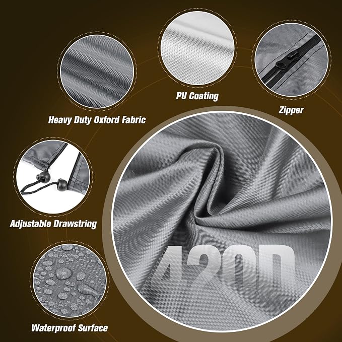 420D Gray Rotating Shoe Rack Tower Cover,25"Dia x 63"H,Cover Only | Spinning Storage Tower Cover – Waterproof, Windproof, Adjustable Drawstring & Zippers,Pet-resistant